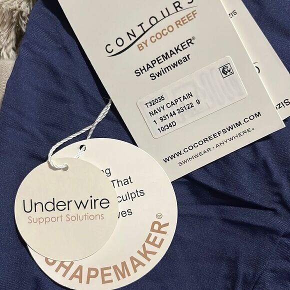 COCO REEF Contours V-Neck Underwire Tummy-Control One-Piece Swimsuit 34D - Picture 2 of 12